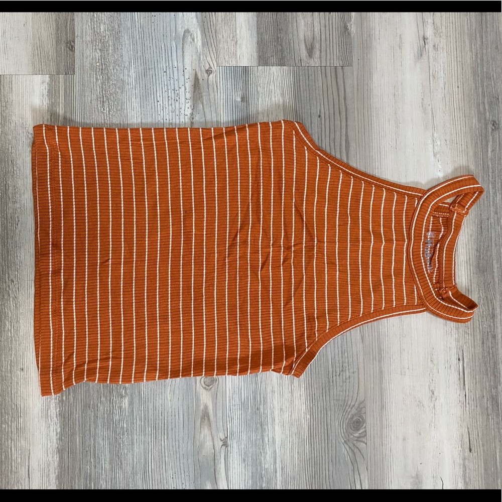 Orange semi crop striped tank top. Size s.